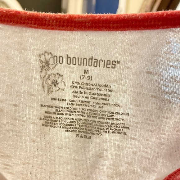 Jersey baseball shirt No Boundaries medium 7–9, 3/4 sleeve light weight fun - Picture 7 of 7